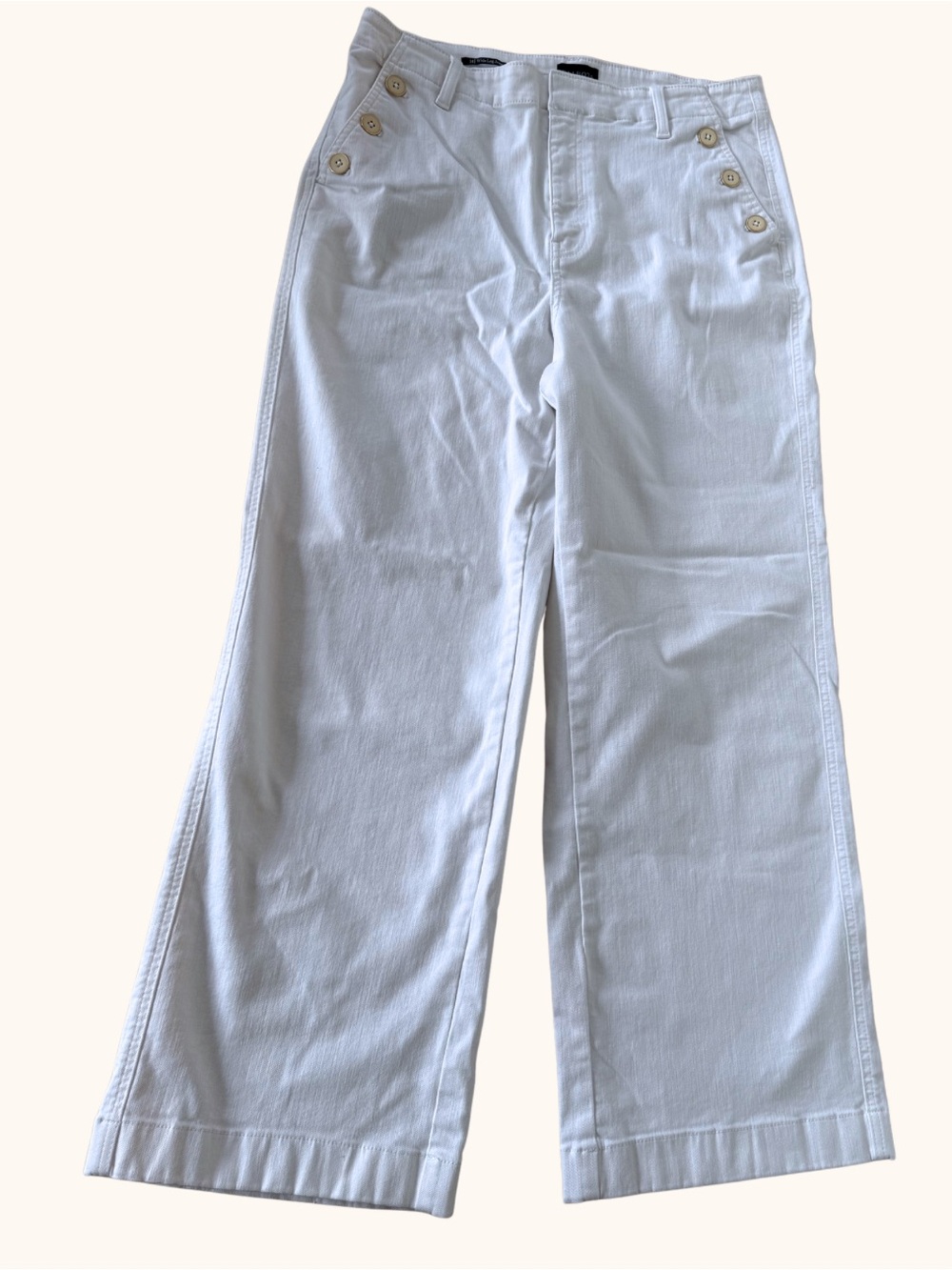 Talbots Wide Leg Jeans Size 14 White Sailor Button Pants